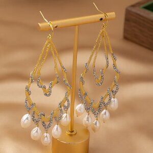 Alexis Bittar Two-Tone Full Diamond Freshwater Pearl Earrings